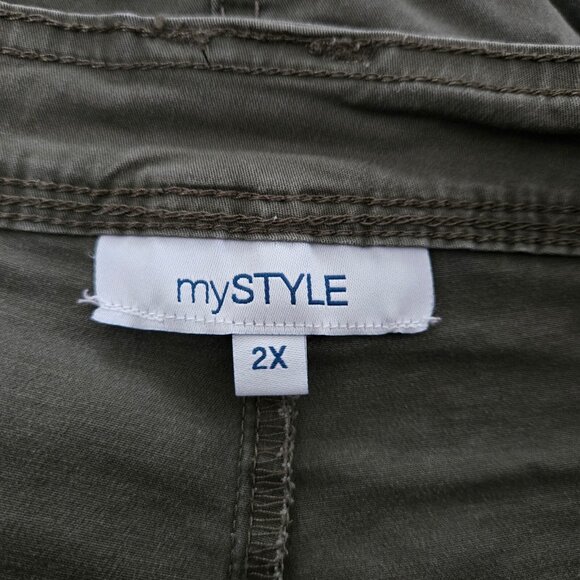 Y2K Mini Cargo Skirt Skort Womens Size 2X Grunge Festival Khaki Green - Picture 7 of 7